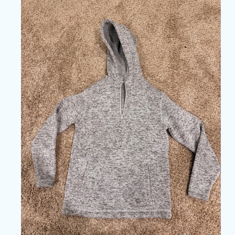 BKE Boys Grey Marl Quarter Zip Hoodie Sweater Size Medium 10-12 Pullover-739